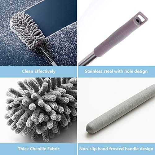 Microfiber Duster for Home, Homga Microfiber Duster Cleaning Kit with Telescoping Extension Pole 100 Inch, Reusable Bendable Dusters, Washable Lightweight Dusters for Cleaning Cobwebs Ceilings Fans - Thumbnail 5