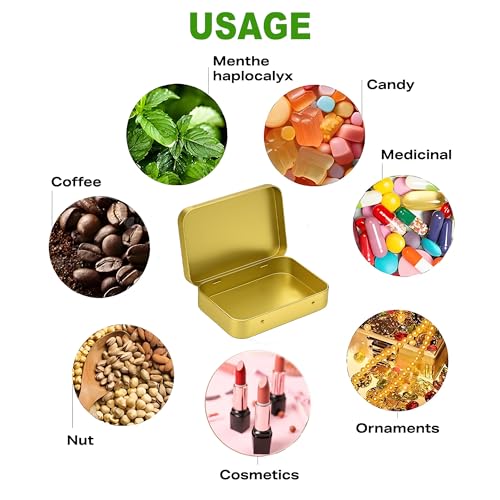 Image of Golden Small Metal Tins with Lids -4 PCS Versatile Tin Containers for Storage and Organization - Perfect Small Tin Box and Zyn Holder Nail Box DIY Gift Packaging Golden Iron Mint Case