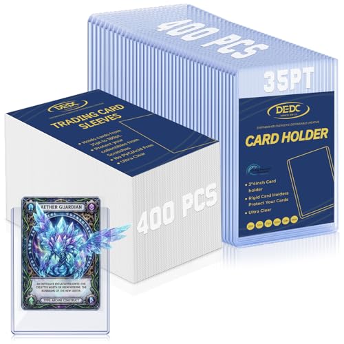 Image of DEDC 400 Top Loaders Card Load Holder Storage for Trading Cards Sports Soft Penny Sleeves Hard Plastic 35 Point Protective 3 inchX4 inch Toploaders Rigid Memorabilia Collectibles
