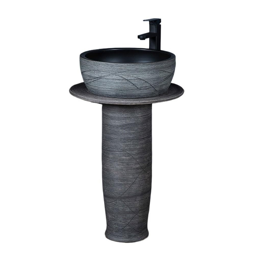 AYCDL Pedestal Sink Hotel Pedestal Basin Balcony Integrated Floor-Standing Washbasin Homestay Retro Art Pedestal Basin Outdoor Courtyard Pool Bathroom Pedes