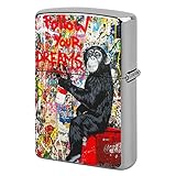 Banksy バンクシー ゴリラ 夢を追え モダンアート ZIPPO 収納 喫煙具 交換用外側 おしゃれ 男女兼用 シェル 金属保護シェル 誕生日 父の日 プレゼント コレクション ギフト
