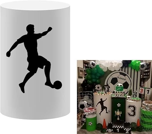 Cubierta de cilindro de jugador de fútbol para fiestas Fundas de pedestal elásticas para niños Fiesta de cumpleaños Cubierta de zócalo de fútbol