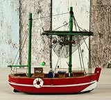 Rumpffarbe: rot Küstenambiente Maritime Deko Krabbenkutter Fischkutter Kutter rot 16cm Boot