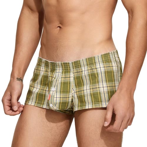 Mens Woven Boxers Shorts Relax Fit Stripe Boxer Briefs Loose Fit Knit Boxer Briefs for Relaxing