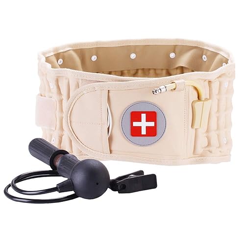 Miniatura 5 de Dispositivo de tracción lumbar para cinturón de espalda de descompresión, para dolor de espalda baja, inflable, talla única para cintura de 29 a 49