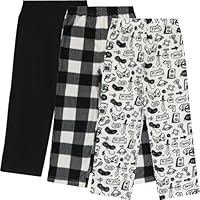Mad Dog Concepts 3-Pack Boys Pajama Pants - Soft Micro Fleece PJ Bottoms for Kids, Printed Plaid Design - Boy's Sleepwear - Black gaming/Black plaid/Black solid, 14-16 Y