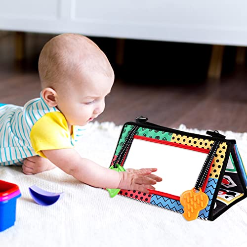 Livro de pano de espelho,Livros em preto e branco para bebês - Brinquedos para espelhos de piso Tumm