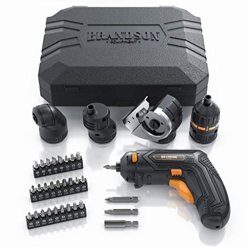 Brandson Akkuschrauber mit Drehmomentaufsatz Schneidaufsatz Winkelaufsatz Exzenteraufsatz 1,5 Ah Lithium Ionen Akku und umfangreichem Zubehör Bitset 2 Drehrichtungen LED Transportkoffer – Bild 8