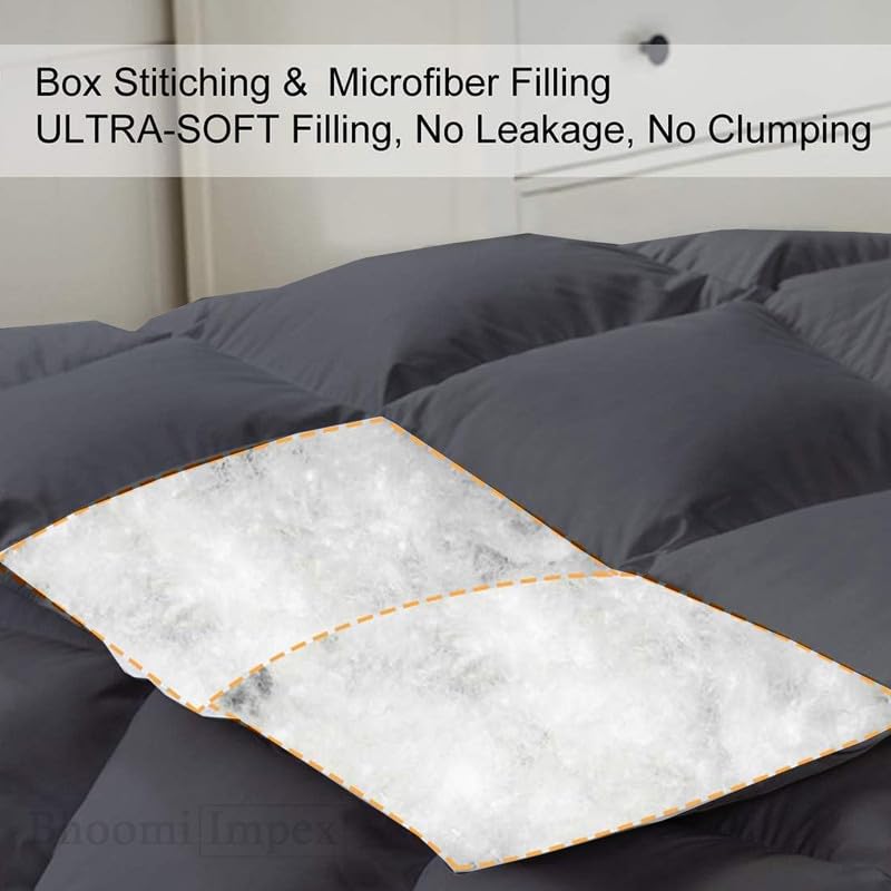 Image of Comforter for Single Bed - Soft and Warm Winter Comforter Single Bed Comforter Blanket | Ultra Soft & Light Weight - (300 GSM, Dark Grey)