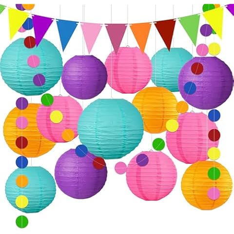 YBwanli Colourful Paper Lantern Decoration Set Cover