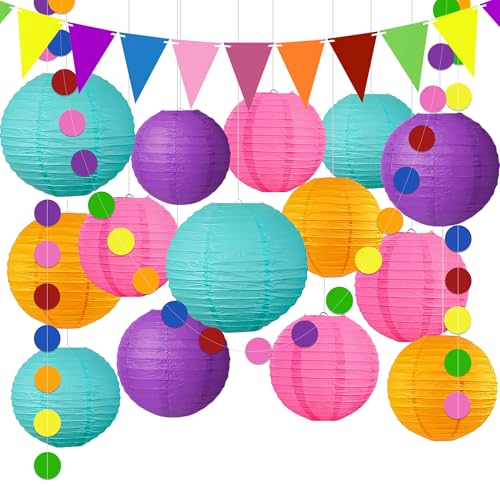 YBwanl farolillos de papel farolillos de papel coloridos,Lospaq uetes temáticos adecuados para:decoracion fiesta farolillos de papel feriadecoración16piezas Creador de atmósfera de fiesta reutilizable