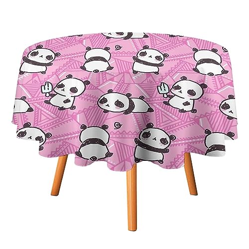 Cute Pandas Pattern Table Cloth Decorative Fabric Table Cover Washable Dust-Proof Wrinkle Resistant for Camping Picnic 19.99