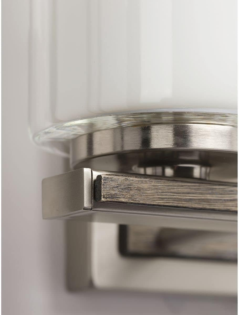 Progress Lighting Mast Collection 2-Light Clear Glass Coastal Bath Vanity Light Brushed Nickel, 7-5/8" x 13-7/8"