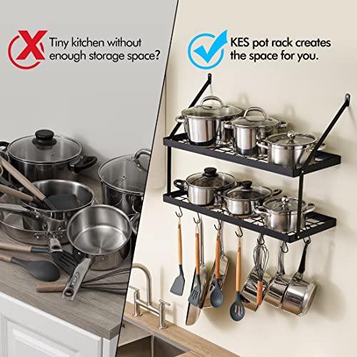 Kes KUR218S75B-BK-20200526 Pot Rack Wall Mounted thumb #2