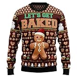 Baking Let‘s Get Baked Ugly Christmas Sweatshirt, Ugly Christmas Sweater 3D All Over Printed, Sweater Unisex Graphic Long Sleeve Sweatshirt for Women Men Full Size Christmas Sweater