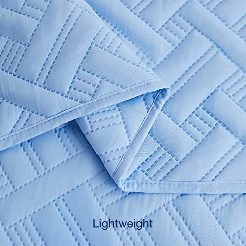 Image of BSB HOME 100% Cotton Ultrasonic 280 Tc Solid King Size Plain Quilted Bed Cover /Bedspread /Rajaai with 2 Pillow Case, (Luxurious, Aqua, 90X100 Inches, 254X228 cm)