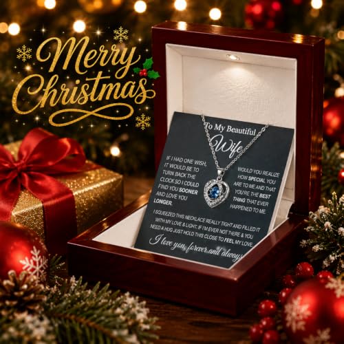 Wife Necklace From Husband To My Wife Necklace Soulmate Necklace For Women Future Wife Jewelry Birthday Christmas Valentine's gifts For Girlfriend Message Card & LED Box - Image 3
