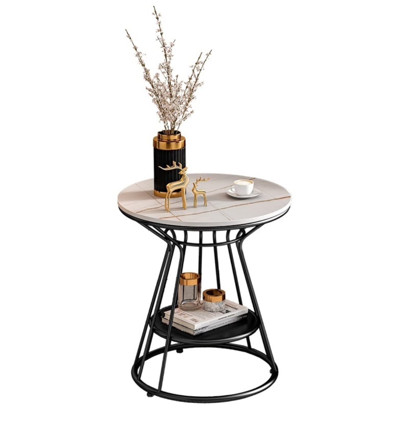 Table d'appoint en marbre ronde couleur F taille 2 pour salon et canapé