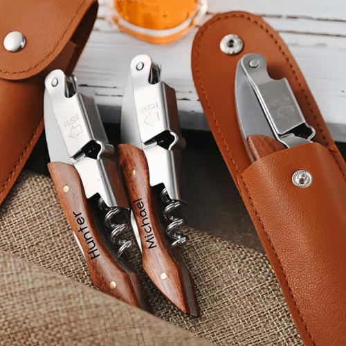Personalised Engraved Sommelier Corkscrew, 3-in-1 Stainless Steel Wine Bottle Opener, Wine Key for Waiters/Bartenders, Custom Gifts for Father's Day