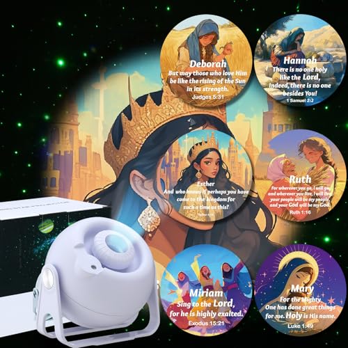 Image of Aurelema Bible Verses Projector Galaxy Projector Includes 6 Interchangeable Christian Discs Night Light Set Project Religious on Walls or Ceilings for Christian