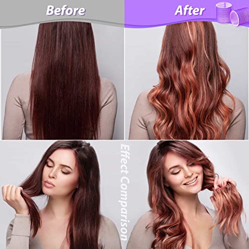 Jumbo Hair Curlers Rollers, 24Pcs Set With 12 Hair Curlers Self Grip Holding Rollers And 12 Stainless Steel Duckbill Clips For Long Medium Short Thick Fine Thin Hair Bangs Volume (Purple) #TOP6