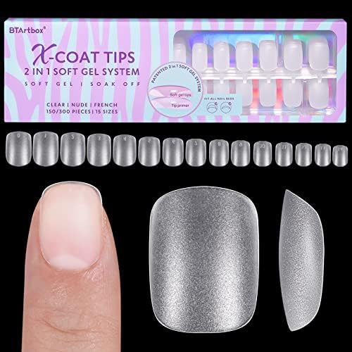 Amazon.com: BTArtbox XXS Square Nail Tips - Extra Short Gel Nails,Natural X COAT Tips with Tip