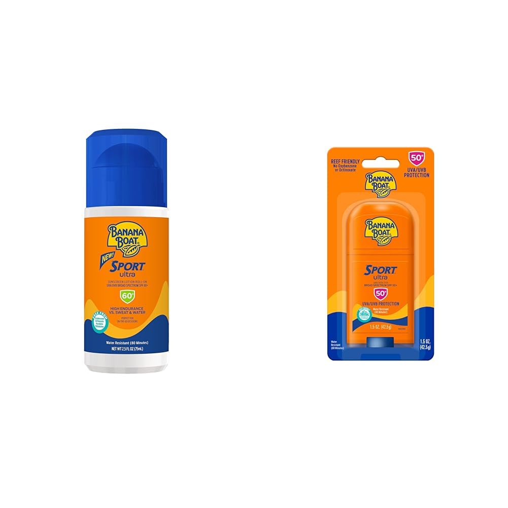 Banana BoatSport Ultra SPF 50-60 Sunscreen Bundle, Roll On 2.5oz + Stick 1.5oz