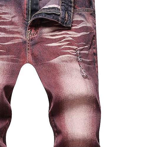 Men's Vintage Biker Jeans Fashion Slim Fit Cargo Denim Pants Comfy Stretch Ripped Distressed Biker Jeans Pants3
