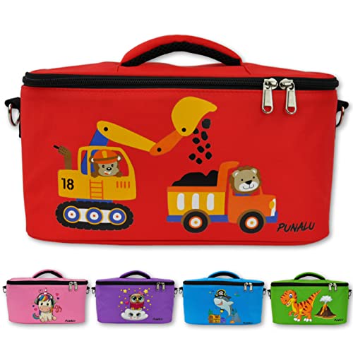 PUNALU Case for Toniebox Space for 30 Tonies, Charger and Headphones Toniebox Bag (Bexcavator Red)