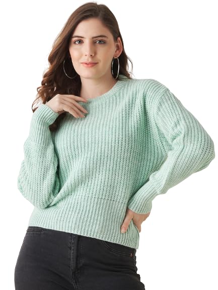 Image of Modeve Solid Round Neck Casual Women Sweater||Winterwear||