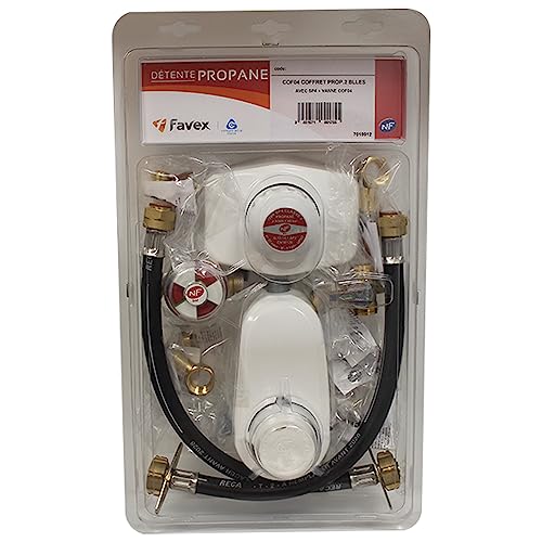 Favex - Kit raccordement gaz - Kit Propane bi-bouteille - Lyre 35cm (5 ans) + vanne - 4.0kg/h - 37mbar