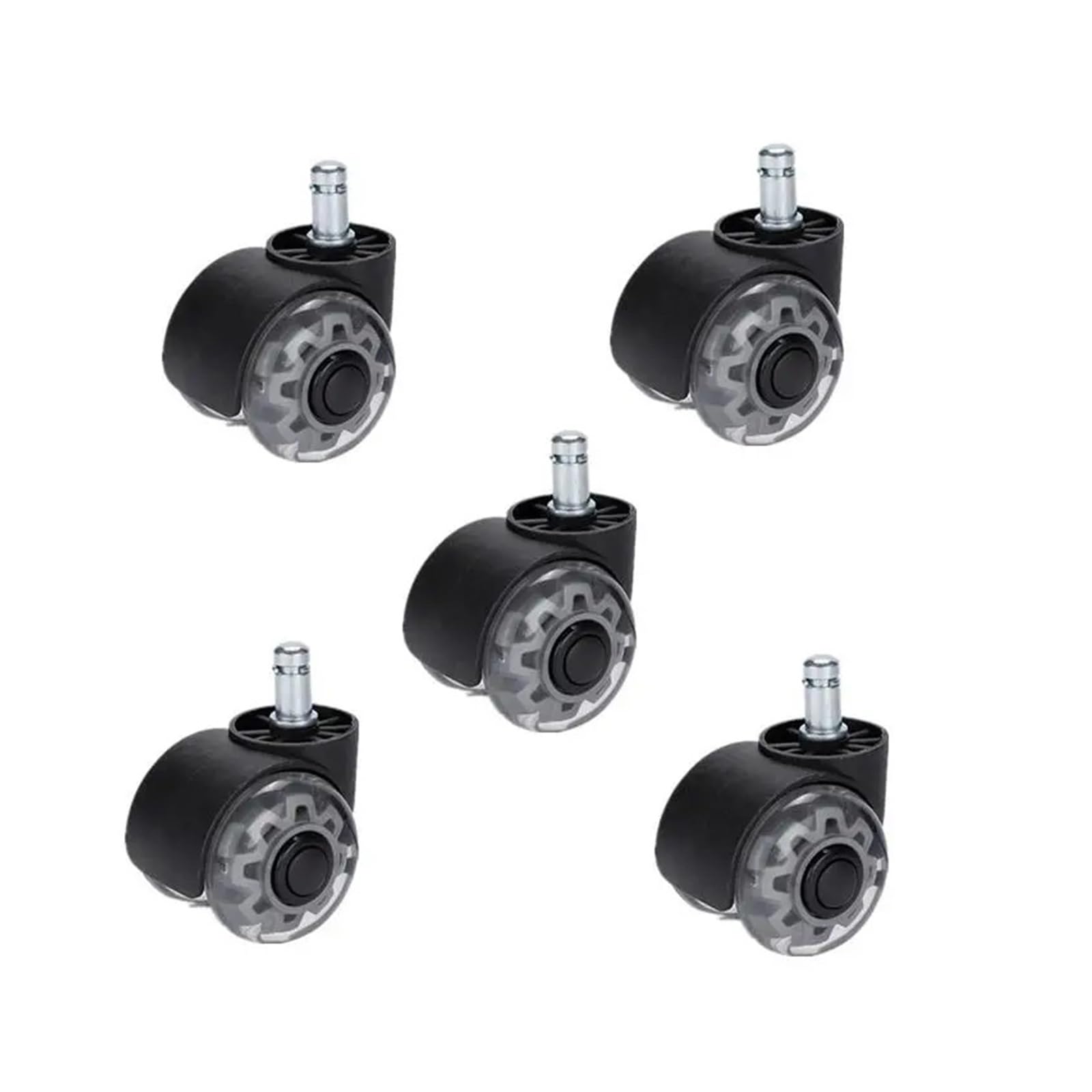 5 Pack 2 Inch Black and White Office Chair Transparent Wheel Swivel Computer Casters Casters(SJB920-420A)