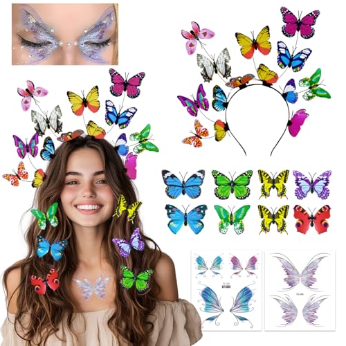Diadema De Mariposa De Color Para Mujer,Pinzas Para El Pelo De Mariposa,Diadema Mariposa Clips De Pelo Mujer,Diademas 3D Mariposas,Diadema De Mariposa,Decoración De Mariposa Para Carnaval, Fiesta