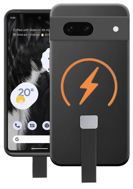 Image of Mr. Case Back Cover for Google Pixel 7 Compact and Stylish Silicon Finish Hard Back | Integrated Grip Strap | Wireless Charging Support - Black
