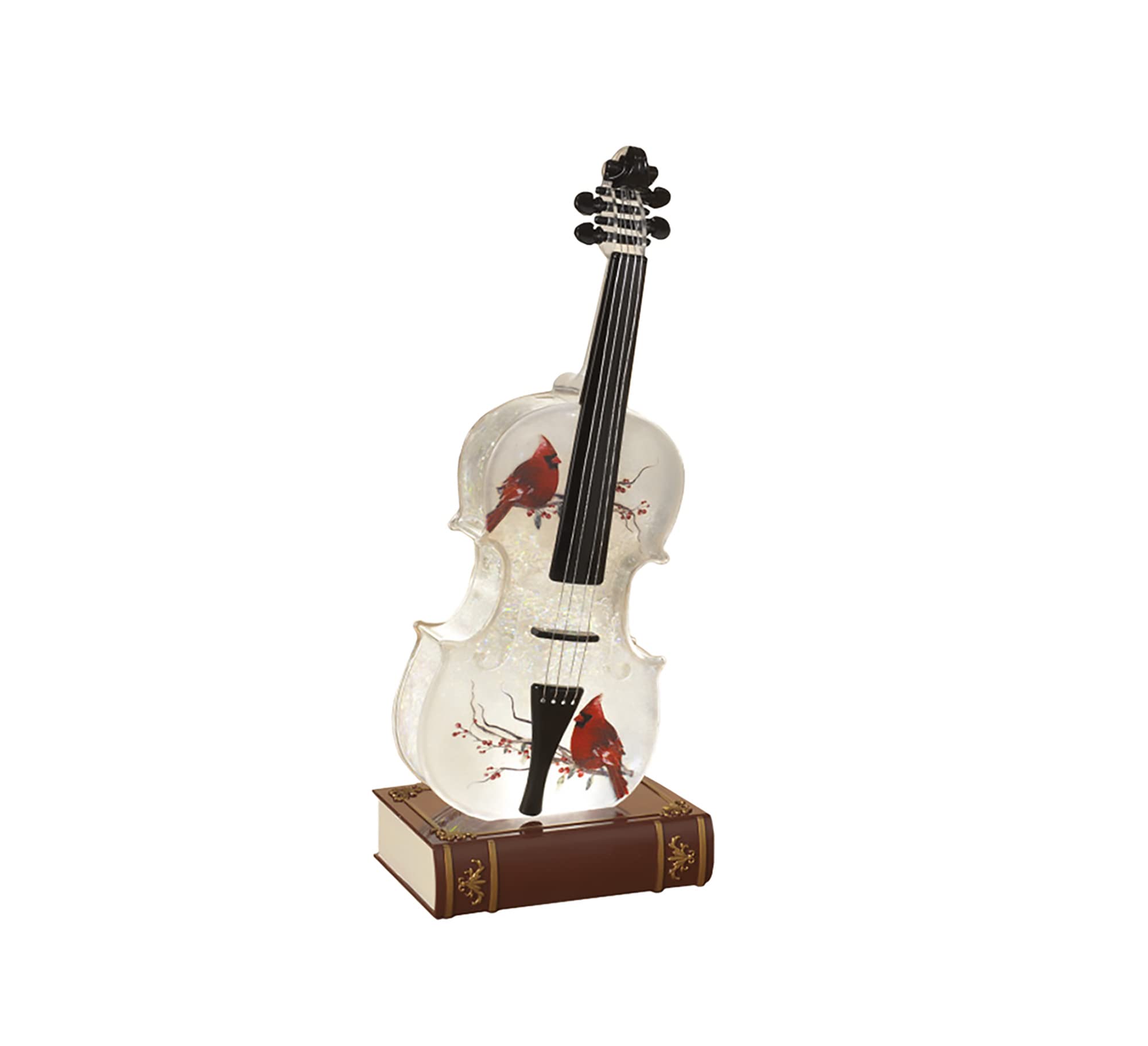 Gerson 2659650 Lighted Musical Holiday Spinning Water Globe Violin, Battery Operated, 14.3-inch Height