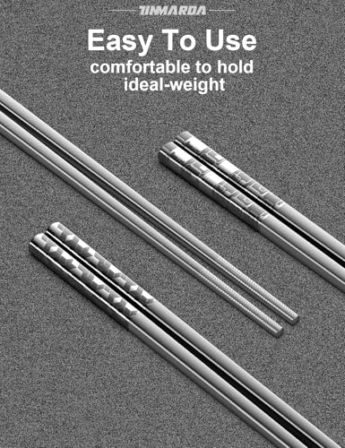 Image of Metal Chopsticks Reusable 18 /8 Stainless Steel Sleek Engraving Patterns Chop Sticks Reusable Dishwasher Safe Non-Slip Chopsticks+Modern Silver 5 Pairs
