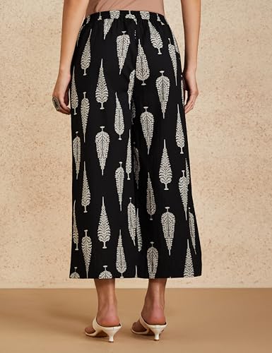 Image of Amazon Brand - Myx Women Loose Fit Cotton Flared Palazzo (Available in Plus Sizes)