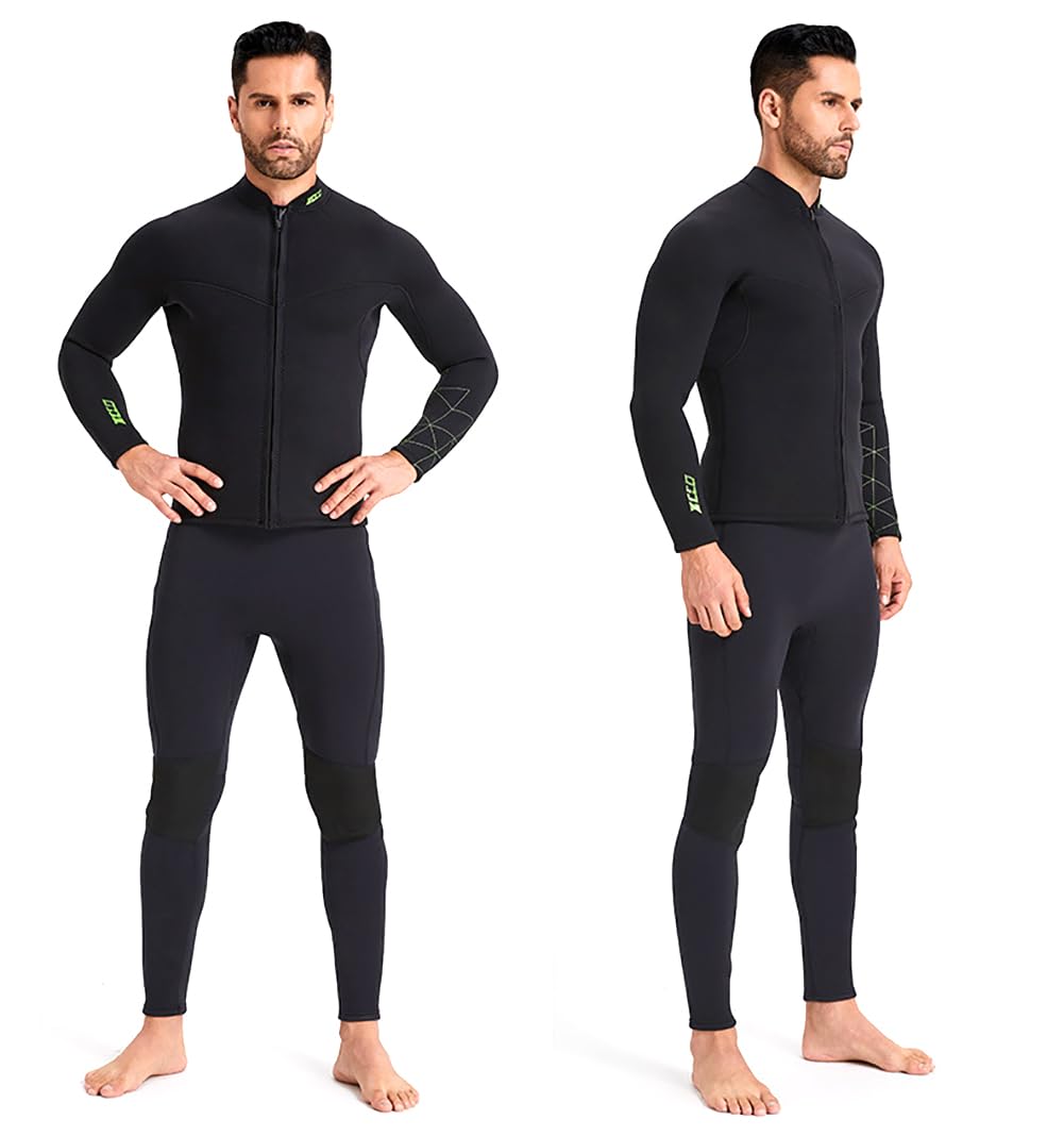 3MM Neoprene Two Piece Wetsuit, Neoprene Surfing Bodyboarding Diving Suit for Men Women Snorkeling Scuba Diving, Keep Warm, UV Protection,Men,4XL
