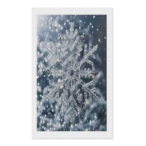 Pintura de diamantes de copo de nieve FekiLoot con gemas redondas para adultos principiantes