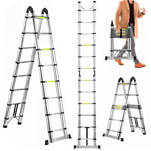 Recopilación de Walmart Escaleras los más recomendados. 44 Raganet, Escalera Telescópica Plegable, Escalera de Tijera Altura Ajustable con Escalones, Aluminio Reforzado y Duradero, Soporta hasta 150KG, Modelo Retráctil de Mayor...