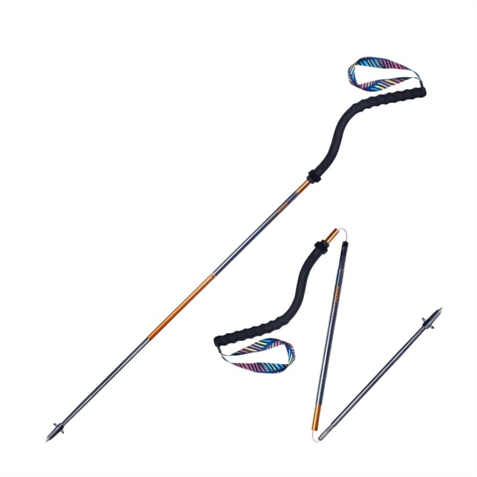 WADRIWalking Sticks for Hiking Bend Trekking Poles Lightweight S-shaped Curved Handle Folding Pole Walking Stick For Mountaineering Hiking Tour