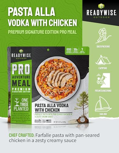 ReadyWise Outdoor Pro Adventure Meal Pasta alla Vodka with Chicken, Premium Freeze-Dried Food for Camping, Hiking, and Backpacking, 690 Calories, 30 Grams of Protein, 2 Servings, 1 Pouch - Image 4
