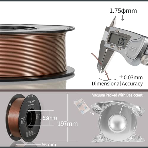 Image of TINMORRY Metallic PETG Filament 1.75mm, Rapid PETG 3D Printer Filament, PETG with a Rapid Flow Rate, Compatible with Bambu Lab FDM 3D Printer, 1KG 1 Spool, Metallic Rose Gold