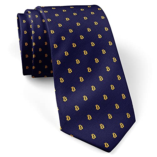 Skinny Slim Fashion Necktie for men Novelty Conversational Neckwear Ties (Bitcoin Orange Pattern)