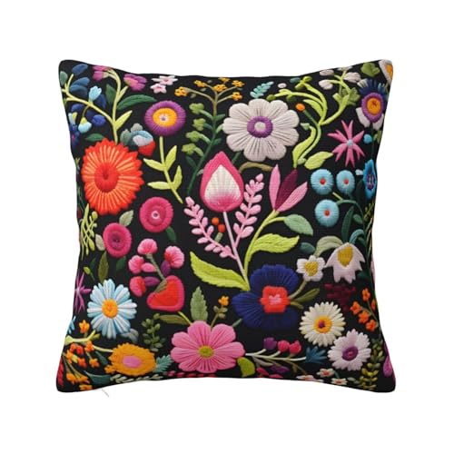 Mexpekil Fundas de cojín bordadas con flores bordadas, fundas de cojín decorativas para sofá, jardín, exterior, funda de cojín de 50 x 50 cm