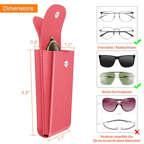 Image of FINTIE Double Glasses Case with Carabiner Hook, Portable Vegan Leather Eyeglass Case Anti-scratch Sunglasses Pouch