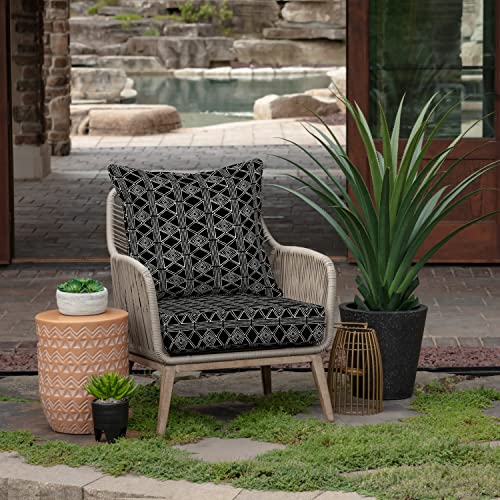 Image of Arden Outdoor Foam Deep Seat Cushion Set, 24 in x 24 in, Weather-Proof, Rain-Proof, Fade Resistant Patio Cushion, Bottom and Back Cushion for Chair, Sofa, and Couch Black Global Stripe