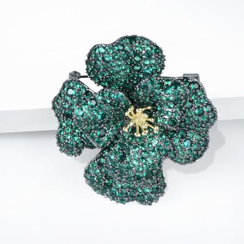 Image of Elegant Crystal Blooming Rose Flower Brooch Lapel Pin Breastpin for Women Birdal Cardigan Hat Scarf Suit Sweater Floral Pins