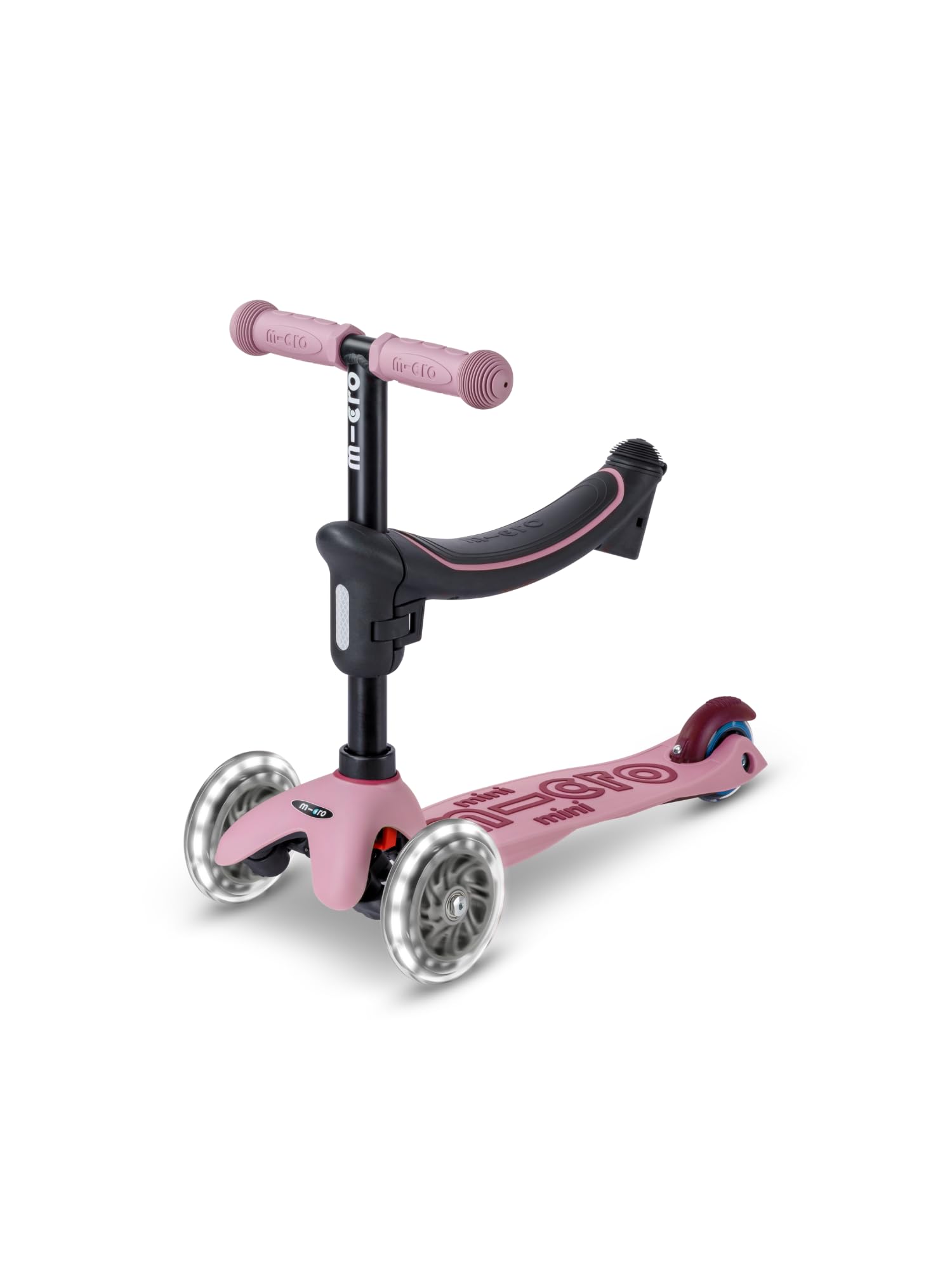 Micro Monopattino Mini Micro 2 Grow LED 4 in 1 per bambini, manubrio regolabile, leggero, 1-6 anni, ragazzi e ragazze