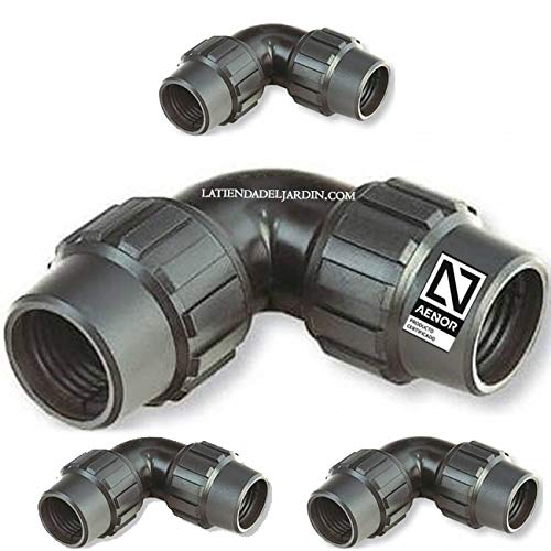 Suinga. Pack 4 x CODO igual POLIETILENO 20MM. Producto con certificado AENOR utilizado en tuberías...